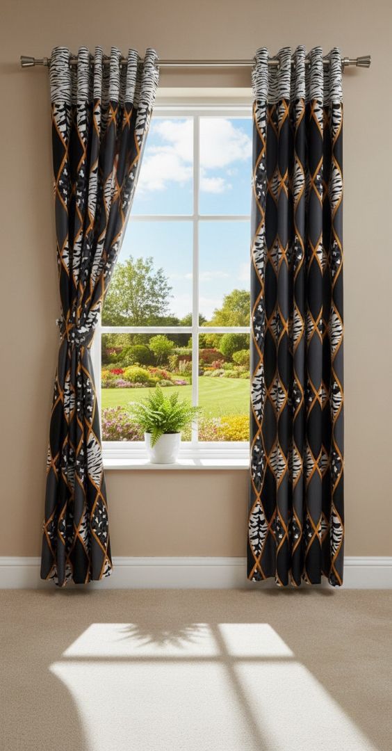 Printed Cotton Curtain Pair --( DZN 0028 )